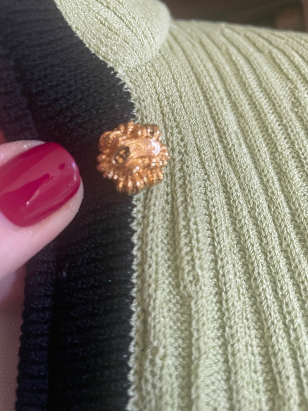St John Ribbed Long Cardigan with Black Trim Gold Logo Buttons Size 10 - Picture 5 of 15